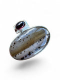 Montana Agate & Garnet Solid 925 Sterling Silver Pendant