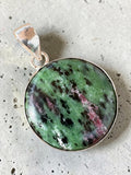 Ruby Zoisite Silver Overlay Pendant