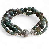 Indian Agate Magnetic beaded Bracelet 7.5 inch