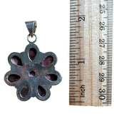 FLOWER Kingman Red Rose Dahlia Solid 925 Sterling Silver Pendant