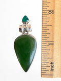 Nephrite Jade & Green Onyx Solid 925 Sterling Silver Pendant