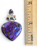 Kingman Purple Turquoise & Amethyst Solid 925 Sterling Silver Pendant