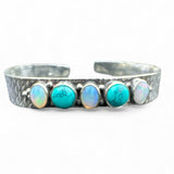 Turquoise & Ethiopian Opal Solid 925 Sterling Silver Cuff Bracelet