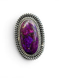 Kingman Purple Mojave Turquoise Solid 925 Sterling Silver Ring 7