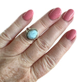 Caribbean Larimar Solid 925 Sterling Silver Ring 5
