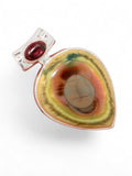 Royal Imperial Jasper & Garnet Solid 925 Sterling Silver Pendant