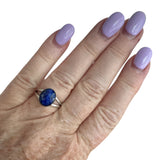Faceted Blue Lapis Solid 925 Sterling Silver Ring 7