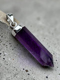Amethyst point Solid 925 Sterling Silver Pendant