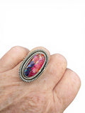 Kingman Pink Dahlia Turquoise Solid 925 Sterling Silver Ring 7