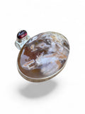 Stick Agate & Garnet Solid 925 Sterling Silver Pendant