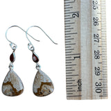 Picture Jasper & Garnet Solid 925 Sterling Silver Earrings