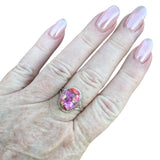Kingman Pink Dahlia Turquoise Solid 925 Sterling Silver Ring 9.5