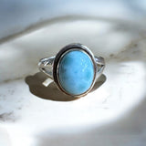 Caribbean Larimar Solid 925 Sterling Silver Ring 9