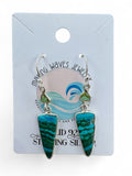 Malachite Azurite & Peridot Solid 925 Sterling Silver Earrings