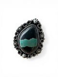 Black Jack Turquoise Solid 925 Sterling Silver Ring 8.5