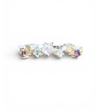 Rainbow Moonstone, Blue Topaz & Amethyst Solid 925 Sterling Silver Ring 6