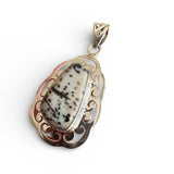 Black Tourmaline in Quartz Solid 925 Sterling Silver Pendant