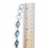 Aquamarine, Pearl & Moonstone Solid 925 Sterling Silver Bracelet