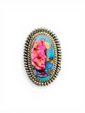 Kingman Pink Dahlia Turquoise Solid 925 Sterling Silver Ring 6
