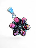 Kingman Red Rose Dahlia flower Solid 925 Sterling Silver Pendant