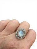 Rainbow Moonstone Solid 925 Sterling Silver Ring 10