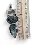 Moss Prehnite Silver Overlay Pendant