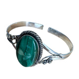 Malachite Solid 925 Sterling Silver Cuff Bracelet