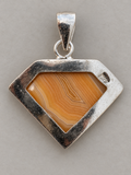 Orange Botswana Agate Silver Overlay Pendant