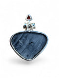 Abalone & Garnet Solid 925 Sterling Silver Pendant
