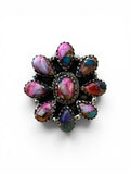 Flower Kingman Pink Dahlia Solid 925 Sterling Silver Ring ADJ