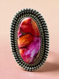 Kingman Pink Dahlia Turquoise Solid 925 Sterling Silver Ring 8