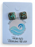Number 8 Turquoise Solid 925 Sterling Silver stud Earrings