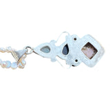 Pink Opal, Pearl Solid 925 Sterling Silver Pendant Necklace