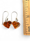 Heart Baltic Amber Solid 925 Sterling Silver Earrings