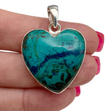 HEART Chrysocolla Solid 925 Sterling Silver Pendant