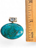 Shattuckite & Moonstone Solid 925 Sterling Silver Pendant
