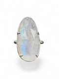 Faceted Rainbow Moonstone Solid 925 Sterling Silver Ring 9
