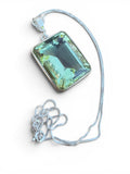 Green Amethyst Prasiolite Solid 925 Sterling Silver Pendant and 18” chain