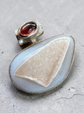 Coconut Druzy Solid 925 Sterling Silver Pendant
