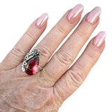 Kingman Red Rose Dahlia Solid 925 Sterling Silver Ring 7.5