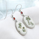 Horse Canyon Moss Agate & Garnet Solid 925 Sterling Silver Earrings