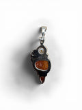 Carnelian, Pearl & Garnet Solid 925 Sterling Silver Pendant