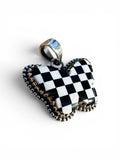 Butterfly Checkerboard Solid 925 Sterling Silver Pendant
