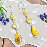 Kingman Honey Dahlia Solid 925 Sterling Silver Earrings