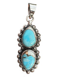 Kingman Blue Ice Dahlia Turquoise Solid 925 Sterling Silver Pendant
