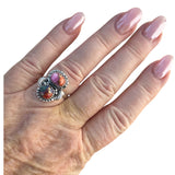 Kingman Pink Dahlia Turquoise Solid 925 Sterling Silver Ring 6