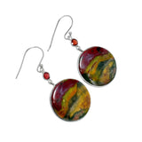 Bloodstone & Garnet Solid 925 Sterling Silver Earrings