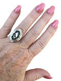 White Buffalo Shadow Box Solid 925 Sterling Silver Ring 7