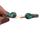 Abalone Solid 925 Sterling Silver Bangle Cuff Bracelet