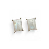 Rainbow Moonstone Solid 925 Sterling Silver stud Earrings